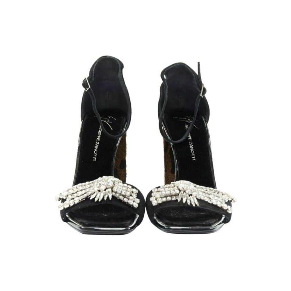Giuseppe Zanotti 2017 Sabine Black Suede Crystal Embellished Leopard Sandal Eu39 - Picture 3 of 7